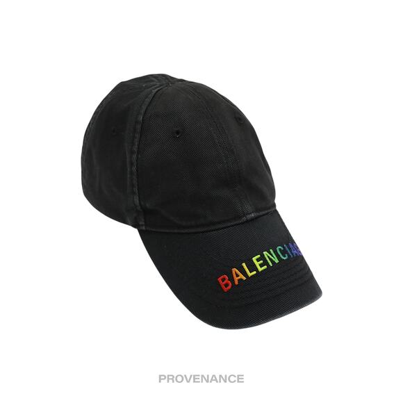 🔴 Balenciaga Embroidered Rainbow Logo Cap - Washed Black - Picture 3 of 12